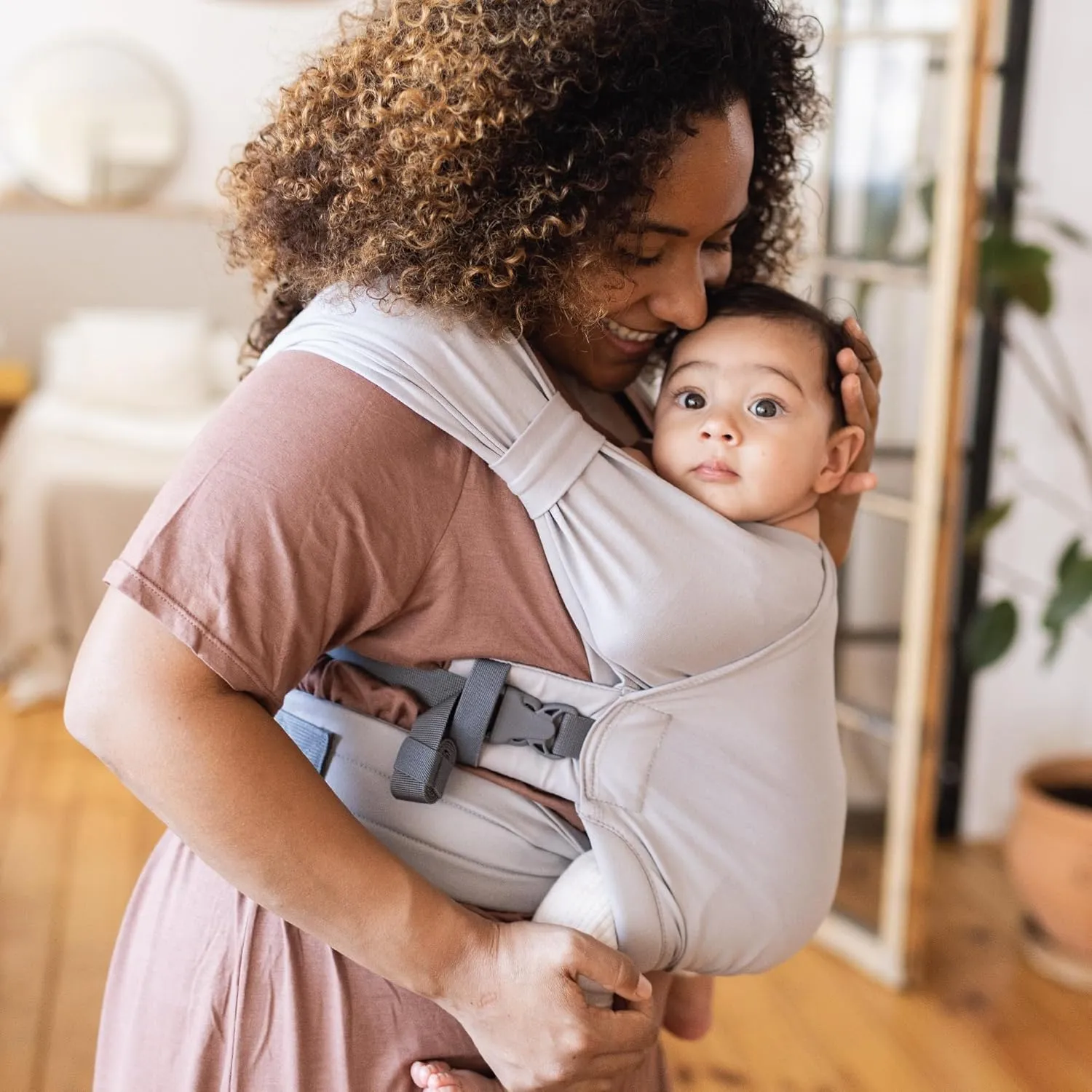 Boba Bliss Hybrid Baby Carrier Newborn to Toddler - 2-in-1 Baby Wrap & Baby Carrier - Pre-Wrapped Baby Sling Wrap Newborn - Certified Hip-Healthy - Soft & Stretchy Baby Sling Carrier- 7-35 lbs (Grey)