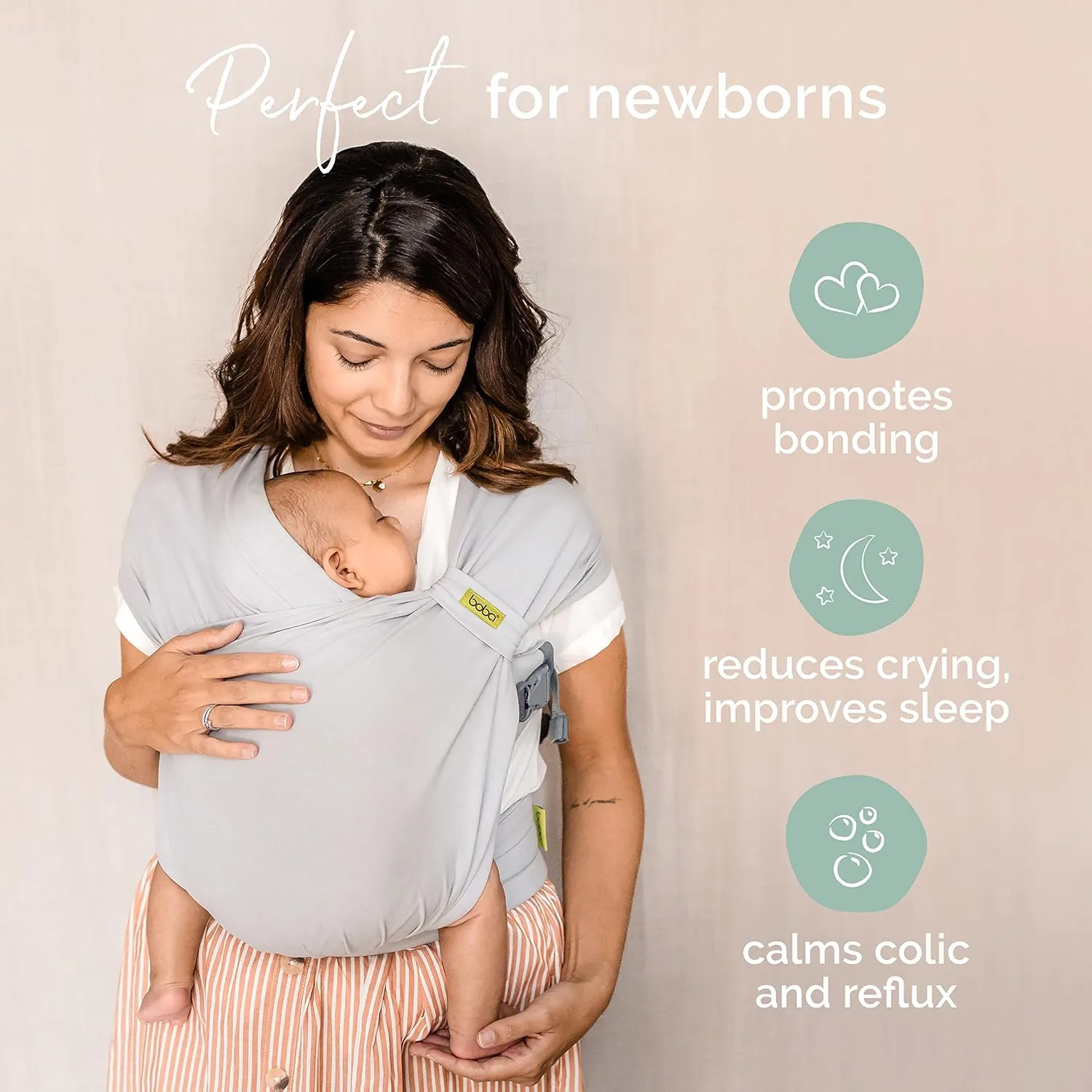 Boba Bliss Hybrid Baby Carrier Newborn to Toddler - 2-in-1 Baby Wrap & Baby Carrier - Pre-Wrapped Baby Sling Wrap Newborn - Certified Hip-Healthy - Soft & Stretchy Baby Sling Carrier- 7-35 lbs (Grey)