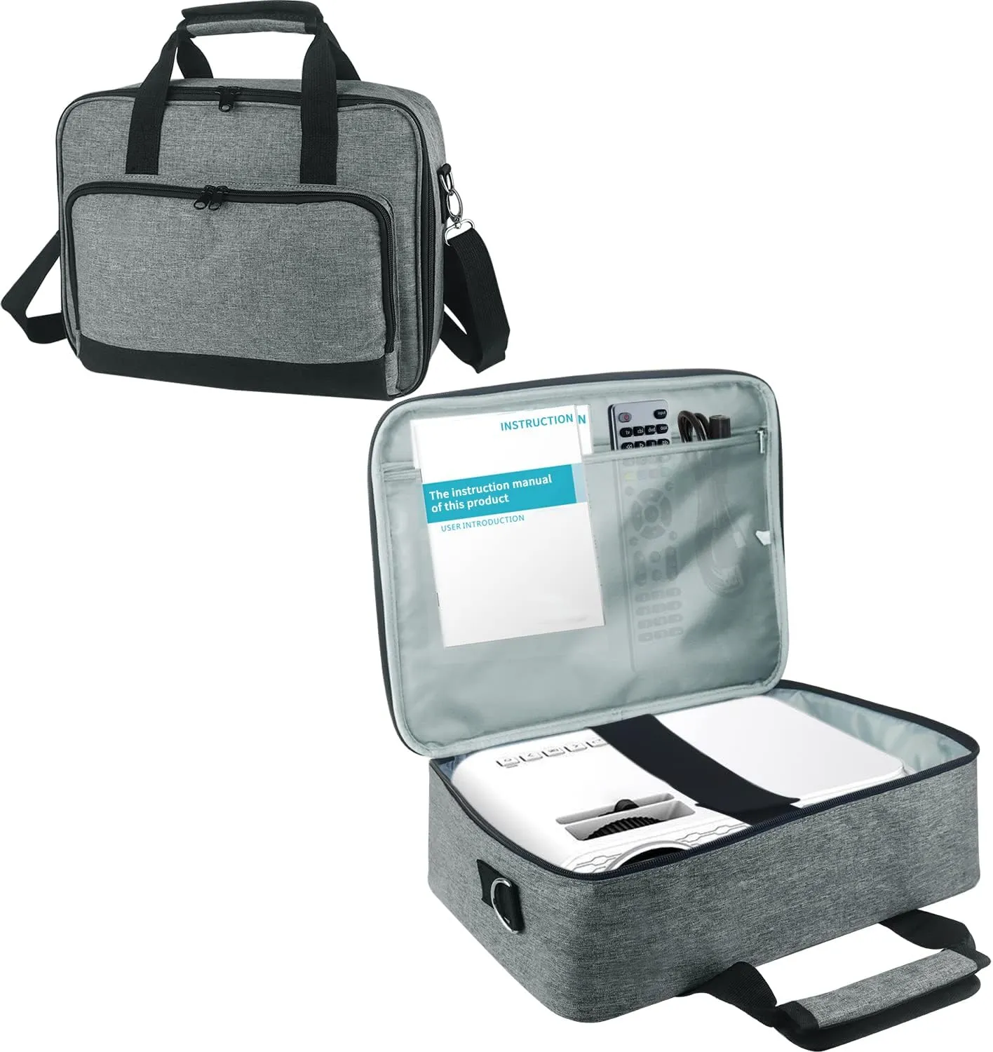 Boczif Projector Case, Portable Storage Travel Case with Laptop Compartment & Adjustable Shoulder Strap for Mini Projector and Accessories