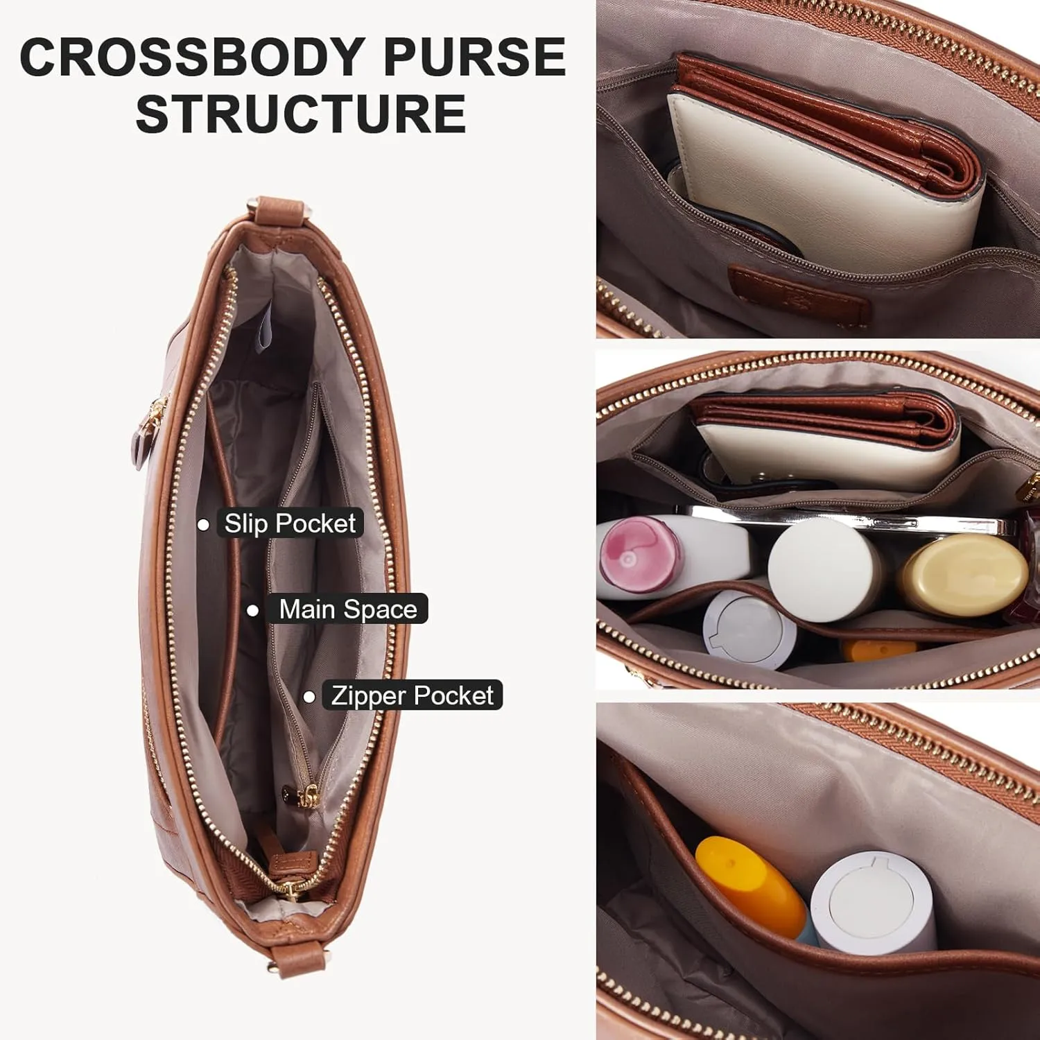 BOSTANTEN Crossbody Bags for Women Vegan Leather Hobo Purses Shoulder Handbags with Detachable Guitar Strap