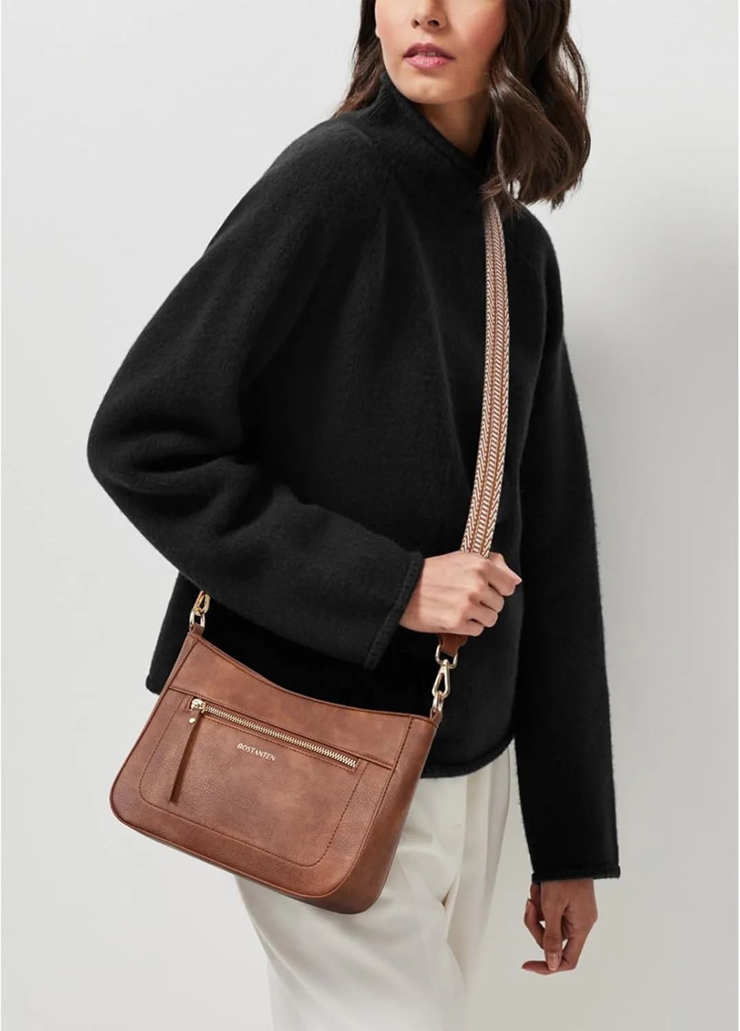 BOSTANTEN Crossbody Bags for Women Vegan Leather Hobo Purses Shoulder Handbags with Detachable Guitar Strap