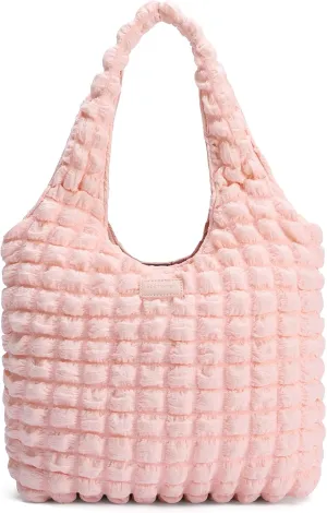 BOSTANTEN Small Puffer Bag for Women Lightweight Hobo Handbag Bubble Puffy Shoulder Purse for Travel 13" L*11" H*3.13" W