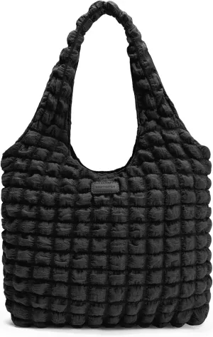 BOSTANTEN Small Puffer Bag for Women Lightweight Hobo Handbag Bubble Puffy Shoulder Purse for Travel 13" L*11" H*3.13" W