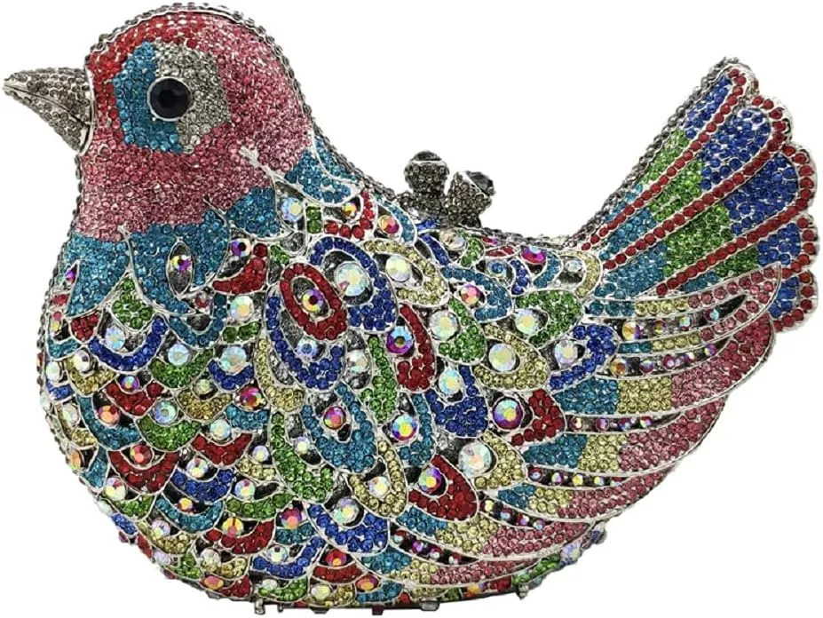 Boutique De FGG Bird Crystal Clutch Purses For Women Dressy Rhinestone Evening Bag Pigeon Prom Clutch Purse for Wedding,Mini