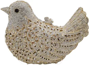 Boutique De FGG Bird Crystal Clutch Purses For Women Dressy Rhinestone Evening Bag Pigeon Prom Clutch Purse for Wedding,Mini