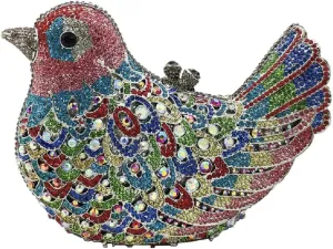 Boutique De FGG Bird Crystal Clutch Purses For Women Dressy Rhinestone Evening Bag Pigeon Prom Clutch Purse for Wedding,Mini