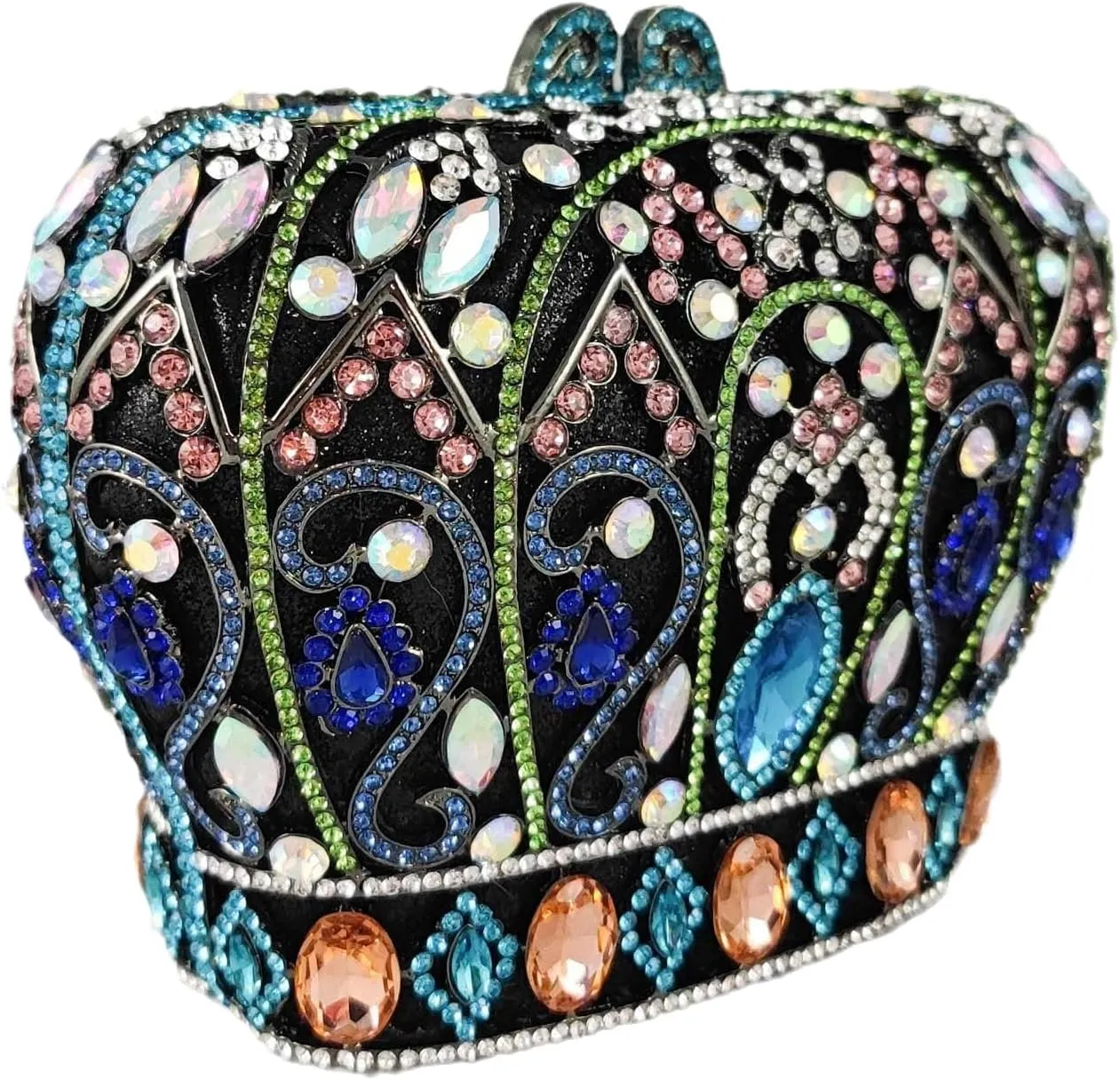 Boutique De FGG Crown Crystal Clutch Purse Women Formal Evening Minaudiere Handbags Party Dinner Rhinestone Clutch Bag,Mini