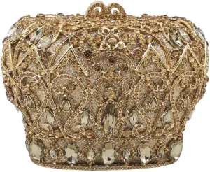 Boutique De FGG Crown Crystal Clutch Purse Women Formal Evening Minaudiere Handbags Party Dinner Rhinestone Clutch Bag,Mini