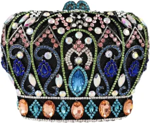 Boutique De FGG Crown Crystal Clutch Purse Women Formal Evening Minaudiere Handbags Party Dinner Rhinestone Clutch Bag,Mini