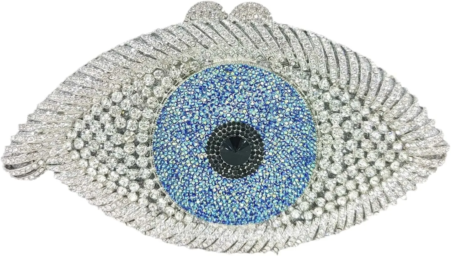Boutique De FGG Evil Eye Clutch Purse for Women Glitter Evening Bags Crystal Clutch Party Dinner Rhinestone Handbag,Mini