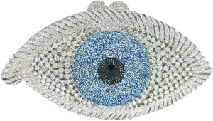 Boutique De FGG Evil Eye Clutch Purse for Women Glitter Evening Bags Crystal Clutch Party Dinner Rhinestone Handbag,Mini