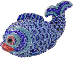 Boutique De FGG Fish Rhinestone Clutch Purses for Women Formal Evening Bags Prom Purse Wedding Party Crystal Clutch Bag,Mini