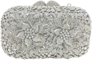 Boutique De FGG Flowers Women Crystal Clutch Purses Evening Minaudiere Bags Wedding Party Bridal Rhinestones Handbags,Mini