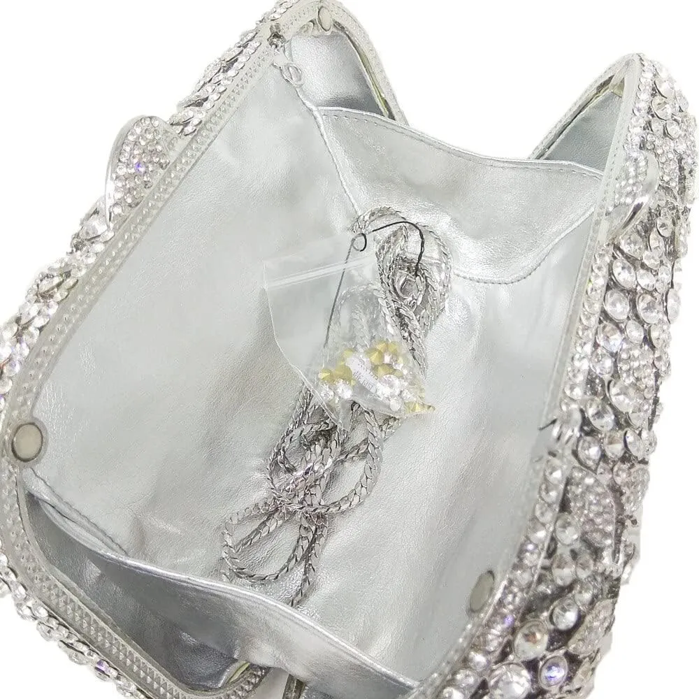 Boutique De FGG Flowers Women Crystal Clutch Purses Evening Minaudiere Bags Wedding Party Bridal Rhinestones Handbags,Mini
