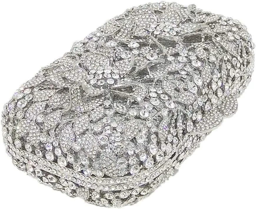Boutique De FGG Flowers Women Crystal Clutch Purses Evening Minaudiere Bags Wedding Party Bridal Rhinestones Handbags,Mini