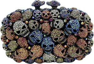Boutique De FGG Skull Crystal Clutch Purse for Women Formal Rhinestone Clutch Evening Bag Halloween Minaudiere Handbag,Mini