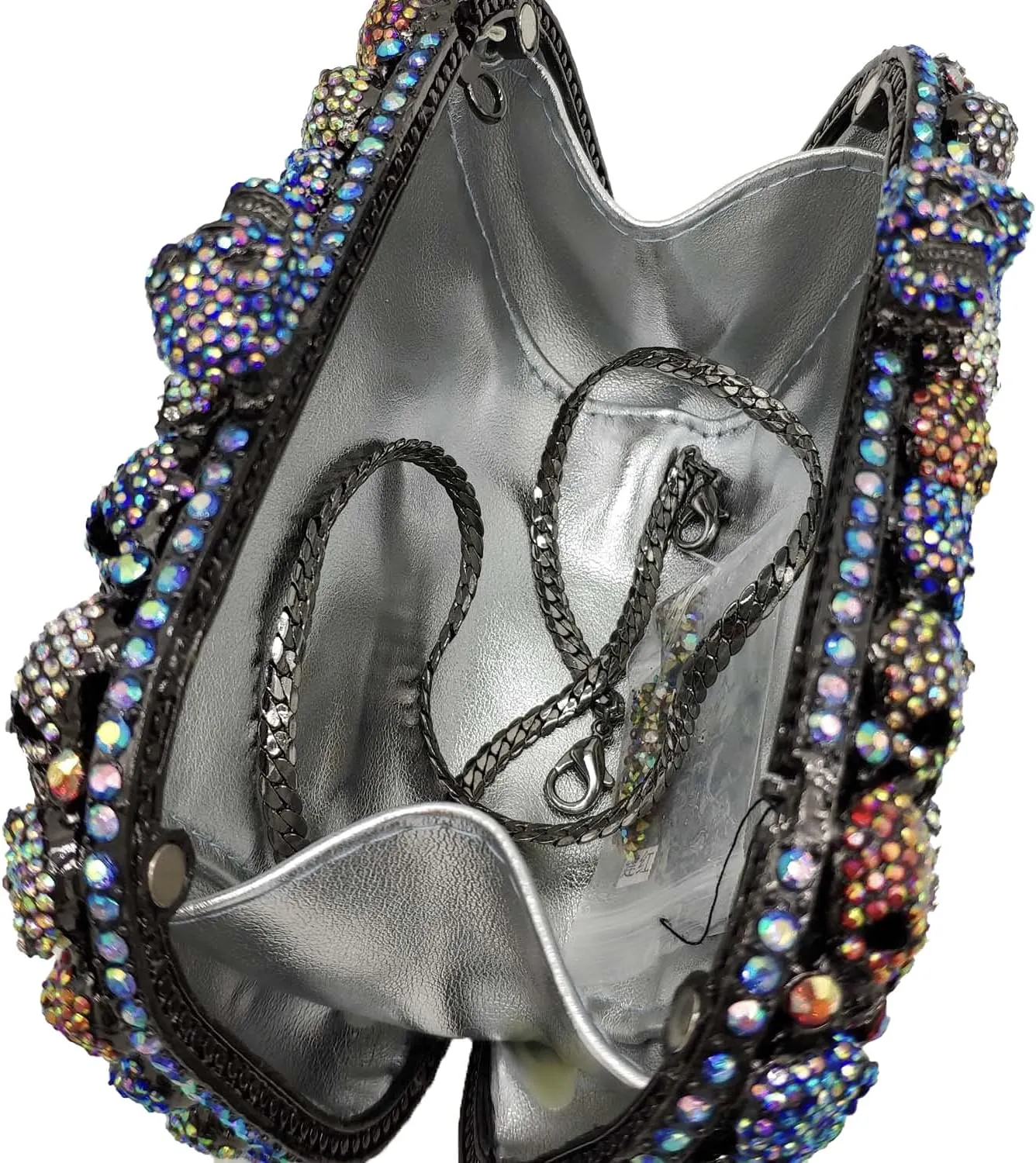 Boutique De FGG Skull Crystal Clutch Purse for Women Formal Rhinestone Clutch Evening Bag Halloween Minaudiere Handbag,Mini