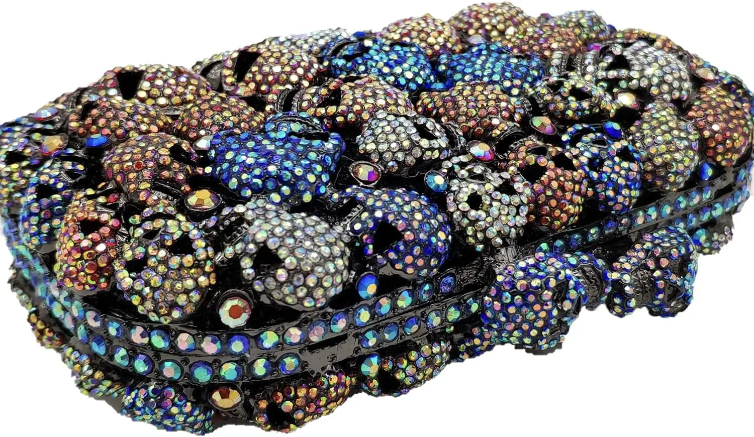 Boutique De FGG Skull Crystal Clutch Purse for Women Formal Rhinestone Clutch Evening Bag Halloween Minaudiere Handbag,Mini