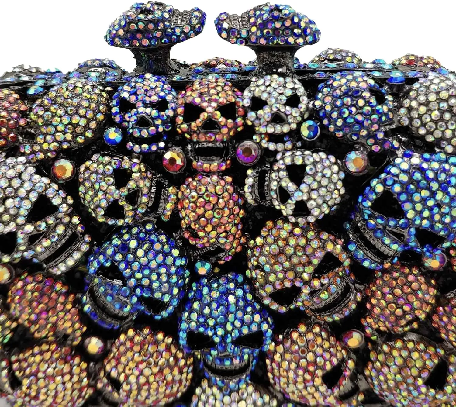 Boutique De FGG Skull Crystal Clutch Purse for Women Formal Rhinestone Clutch Evening Bag Halloween Minaudiere Handbag,Mini