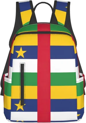 BREAUX Central African flag print Lightweight Backpack for Travel Casual Shoulder Bag Laptop Backpack Fit for Leisure Day