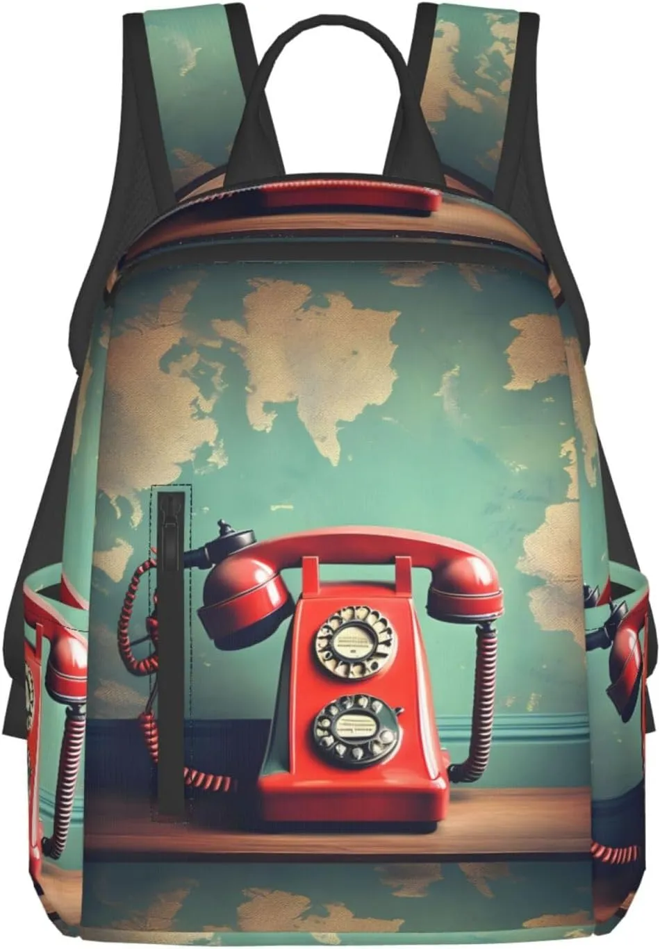 BREAUX England UK Retro London Telephone print Lightweight Backpack for Travel Casual Shoulder Bag Laptop Backpack Fit for Leisure Day