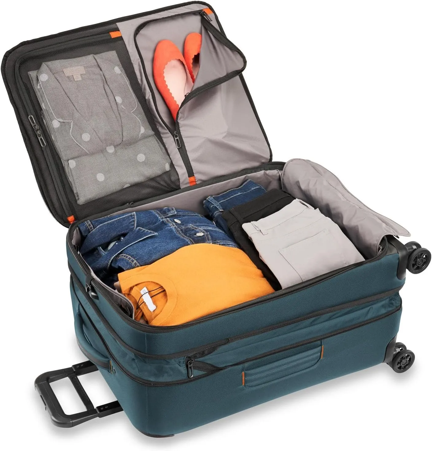 Briggs & Riley 26" Medium Expandable Spinner - Checked Luggage for Travel, Suitcases with Wheels, Softside Rolling Bag for Men & Women, Self-Repairing Zipper - ZDX Collection, Ocean