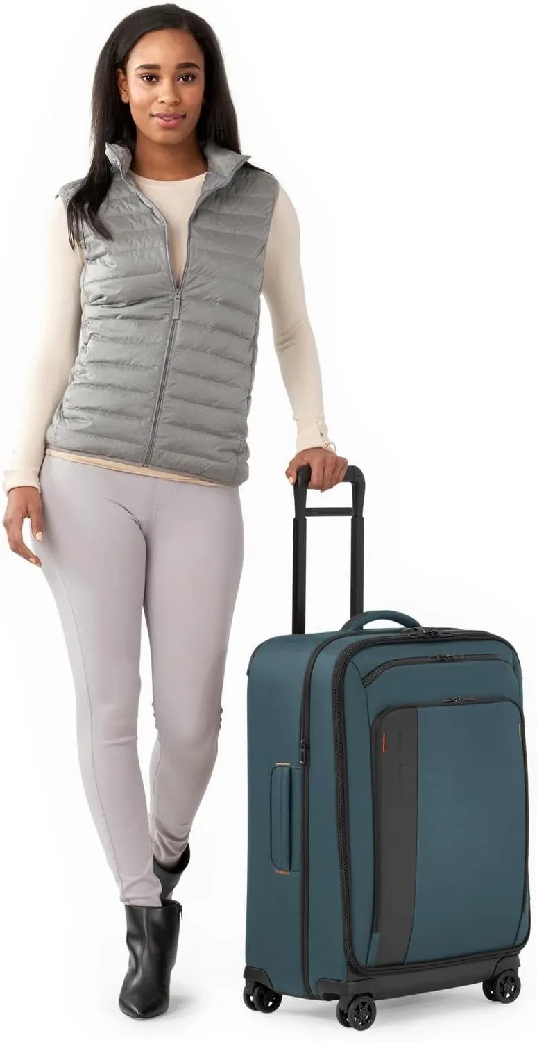 Briggs & Riley 26" Medium Expandable Spinner - Checked Luggage for Travel, Suitcases with Wheels, Softside Rolling Bag for Men & Women, Self-Repairing Zipper - ZDX Collection, Ocean