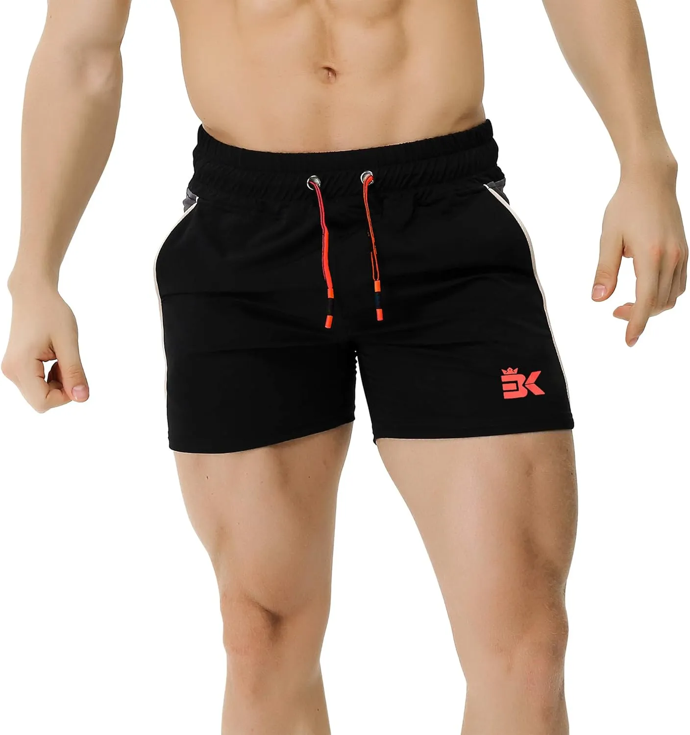 BROKIG Men's 5" Gym Bodybuilding Shorts Running Workout Lightweight Shorts Elastic Waistband with Pockets
