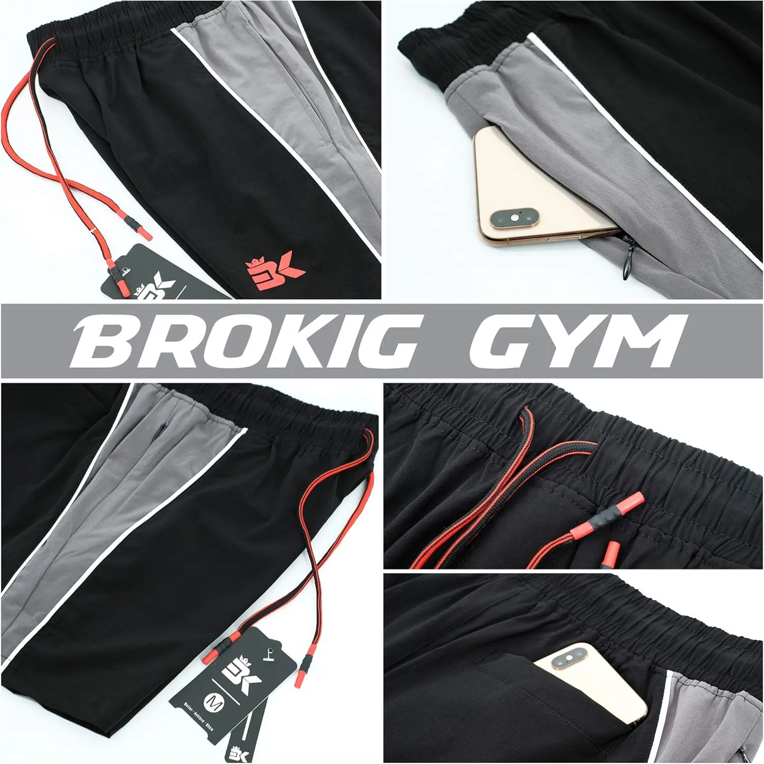 BROKIG Men's 5" Gym Bodybuilding Shorts Running Workout Lightweight Shorts Elastic Waistband with Pockets