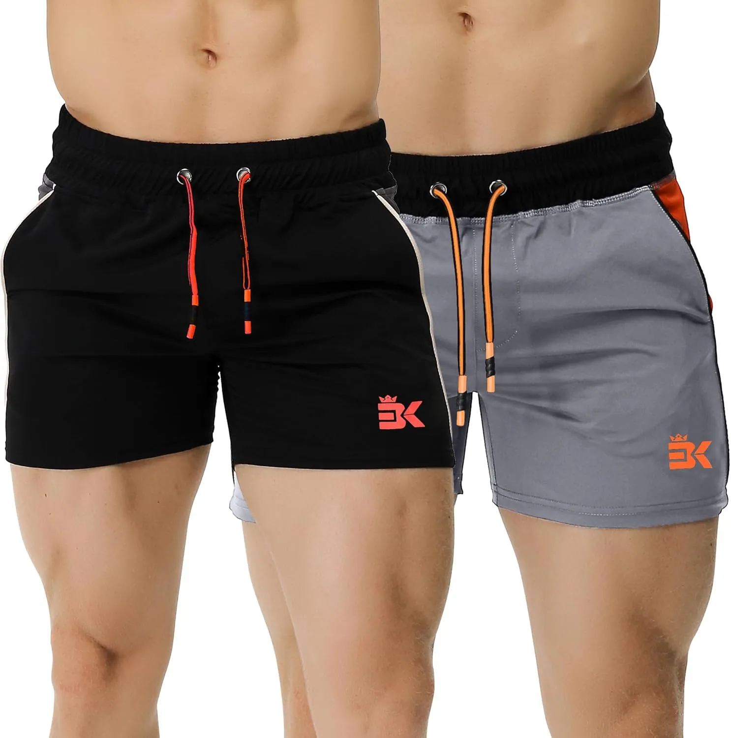 BROKIG Men's 5" Gym Bodybuilding Shorts Running Workout Lightweight Shorts Elastic Waistband with Pockets
