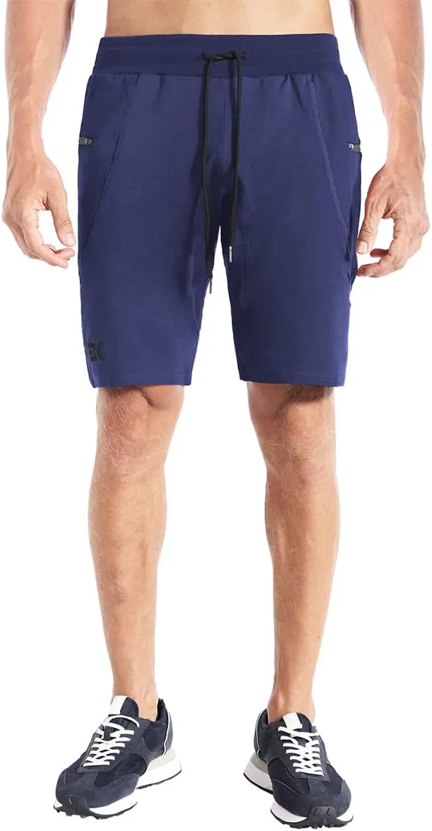 BROKIG Men's Sidelock Gym Workout Running Sport Shorts with Zipper Pockets