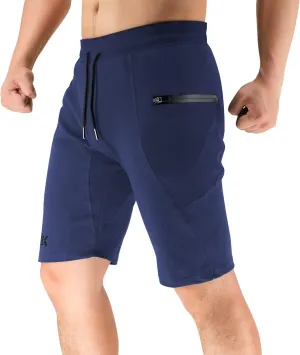 BROKIG Men's Sidelock Gym Workout Running Sport Shorts with Zipper Pockets