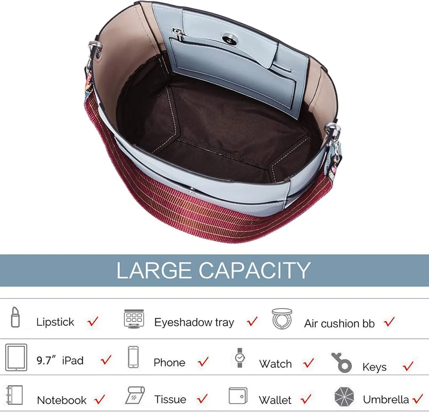 BROMEN Women Purses and Handbags Leather Hobo Bags Designer Shoulder Bucket Crossbody Purse