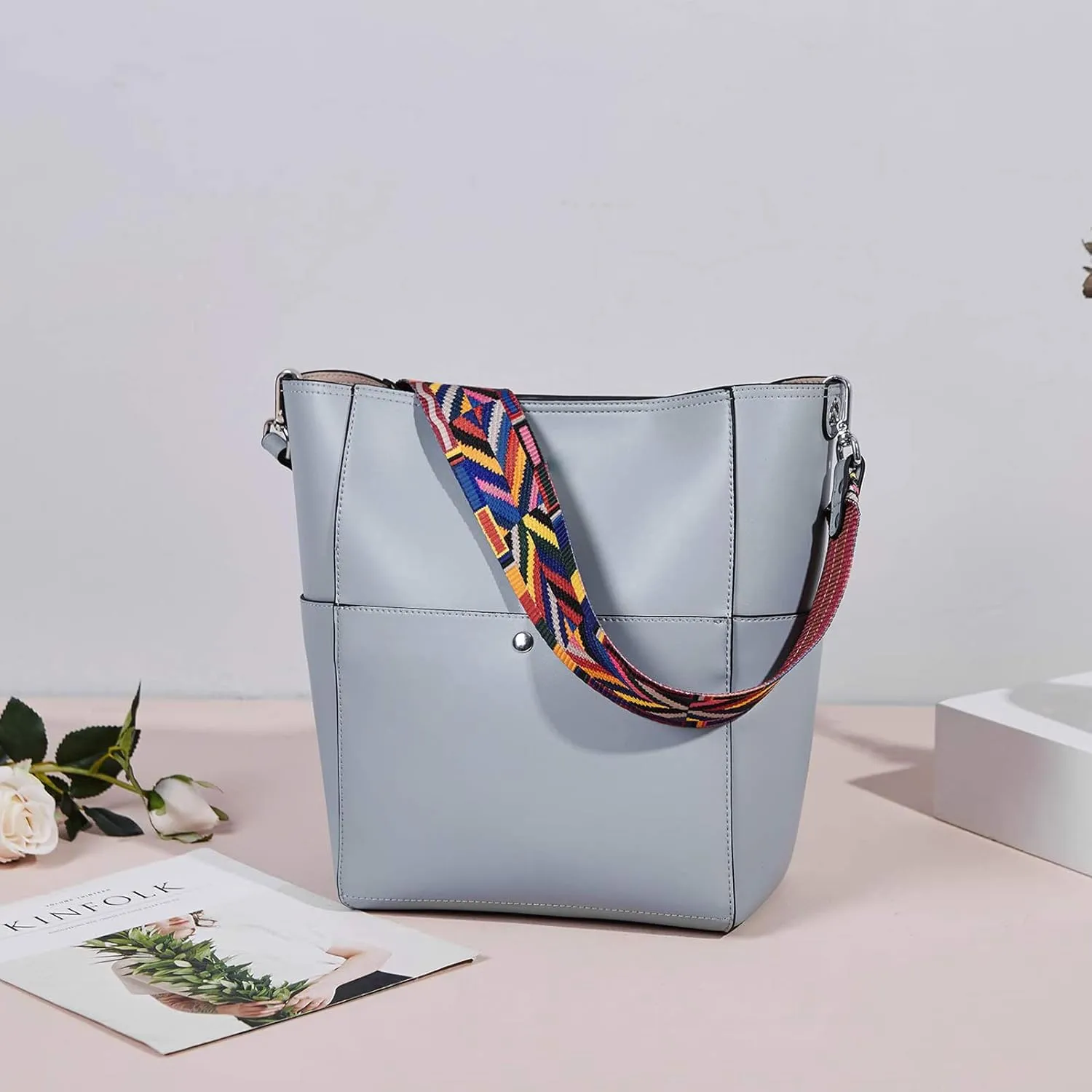 BROMEN Women Purses and Handbags Leather Hobo Bags Designer Shoulder Bucket Crossbody Purse