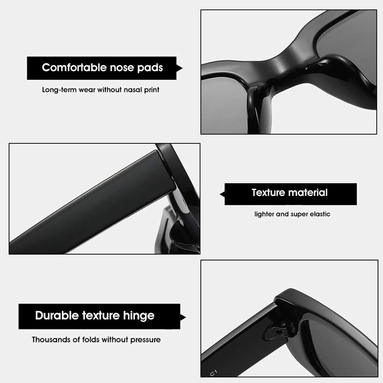 BUTABY Rectangle Sunglasses for Women Retro Driving Glasses 90’s Vintage Fashion Narrow Square Frame UV400 Protection