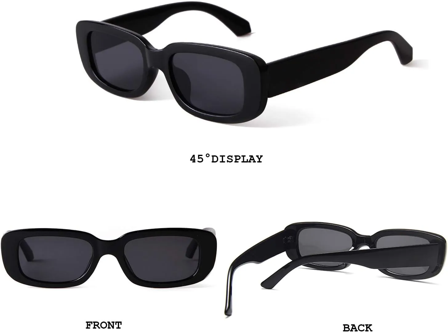 BUTABY Rectangle Sunglasses for Women Retro Driving Glasses 90’s Vintage Fashion Narrow Square Frame UV400 Protection