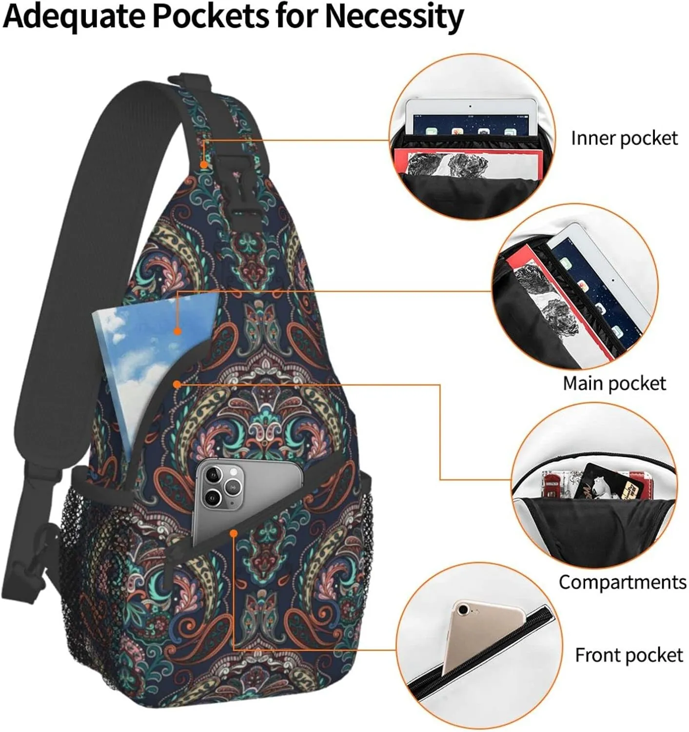 Butterflies Sling Bag Crossbody Sling Backpack for Women Men Travel Hiking Daypack Chest Shoulder Bag