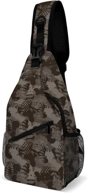 Camouflage Army Brown Hunting Crossbody Bag Multipurpose Over Shoulder Sling Backpack Travel Chest Side Pouch Daypack