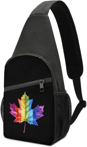 Canada Leaf LGBT Prideful Sling Bag Travel Daypack Crossbody Shoulder Backpack for Hiking Cycling