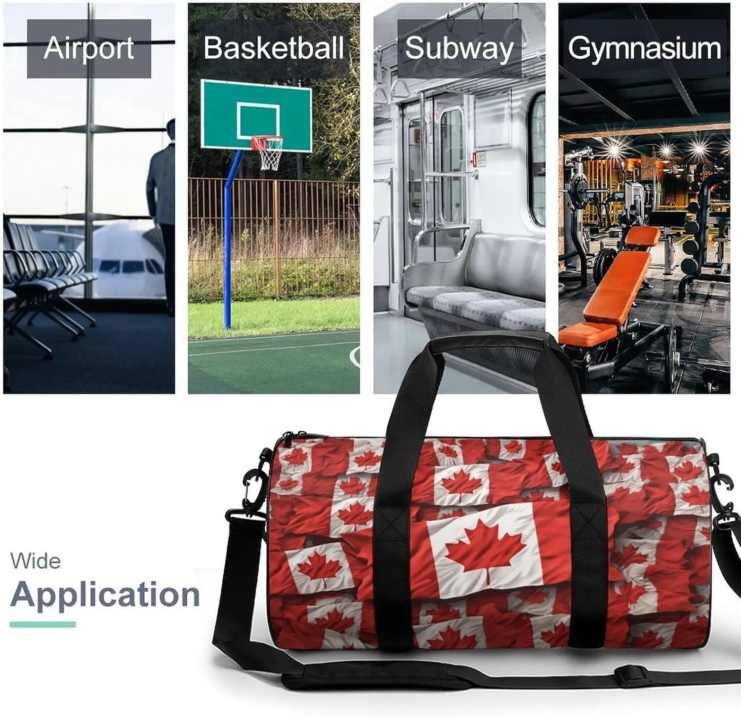 Canadian Flag Gym Bag Small Travel Duffle Bag with Compartment Carry On Weekender Bag for Women Men