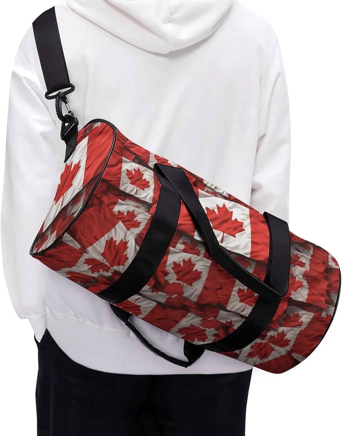 Canadian Flag Gym Bag Small Travel Duffle Bag with Compartment Carry On Weekender Bag for Women Men