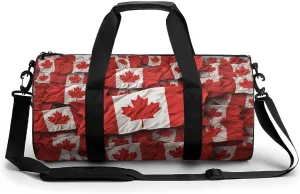 Canadian Flag Gym Bag Small Travel Duffle Bag with Compartment Carry On Weekender Bag for Women Men