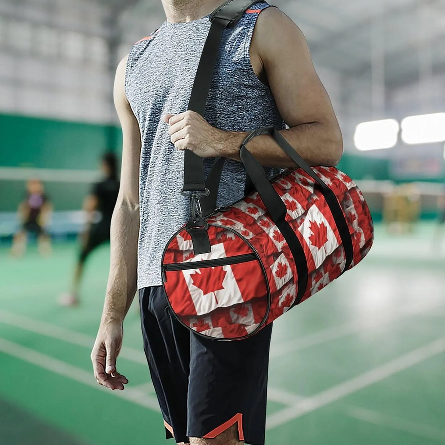 Canadian Flag Gym Bag Small Travel Duffle Bag with Compartment Carry On Weekender Bag for Women Men