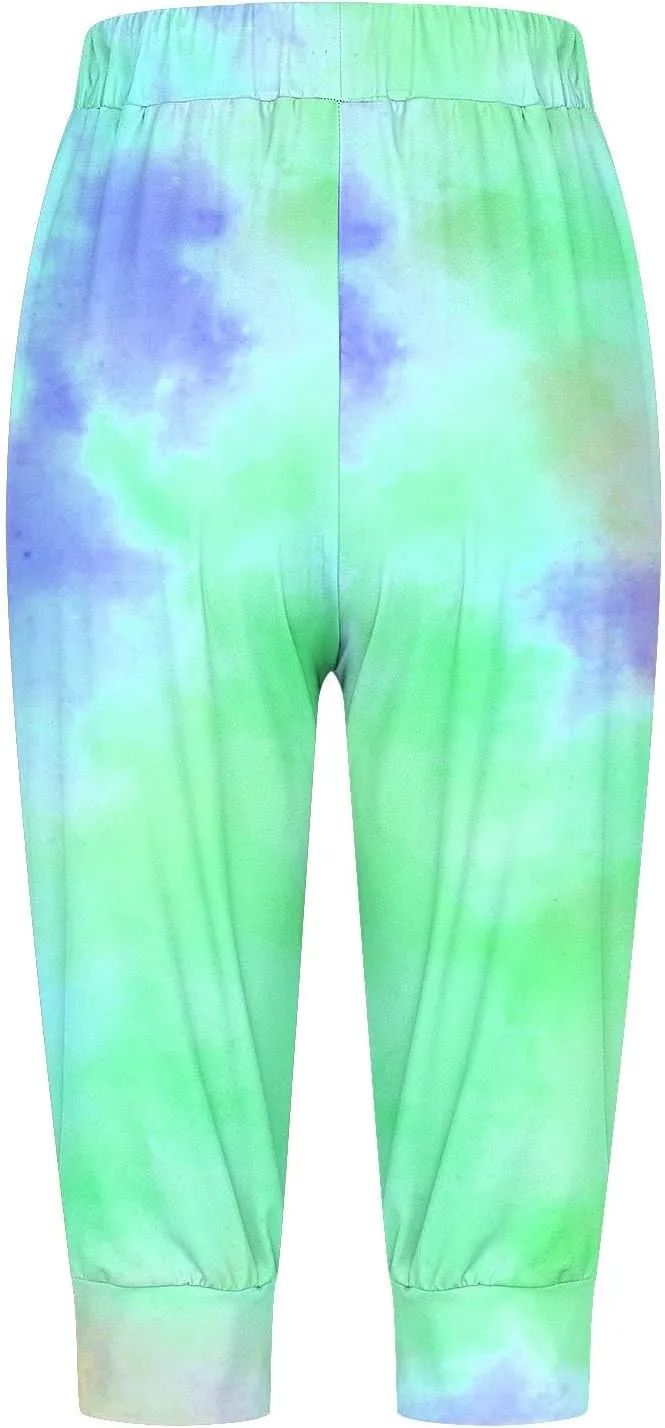 Capri Pants for Women Stretch High Waist Elastic Waist Cropped Trousers Lounge Drawstring Capri Pants with Pockets