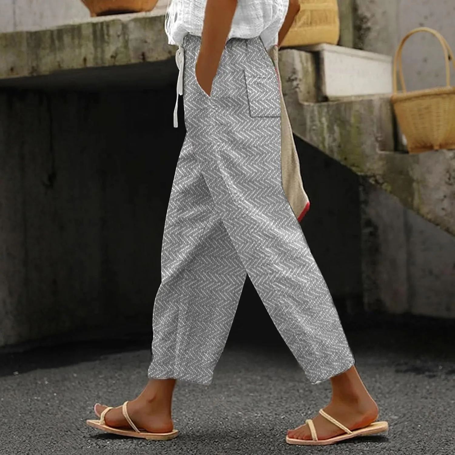 Capris Pants for Women Pants Drawstring Capri Pants with Pockets Wide Leg Cropped Pants for Women Capris Pants for
