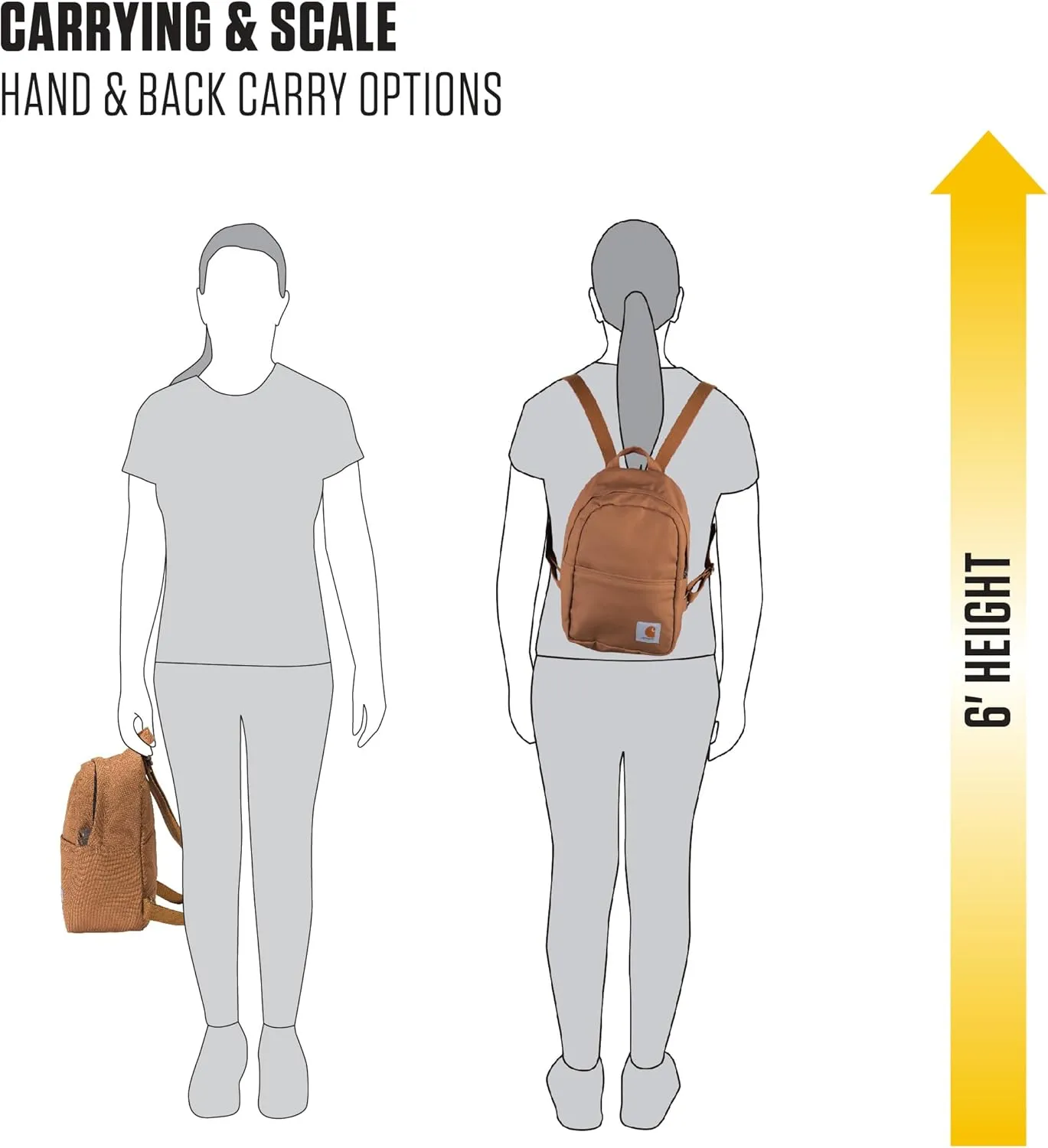 Carhartt Classic Mini, Durable, Water-Resistant Backpack with Adjustable Shoulder Straps, Marmalade, One Size