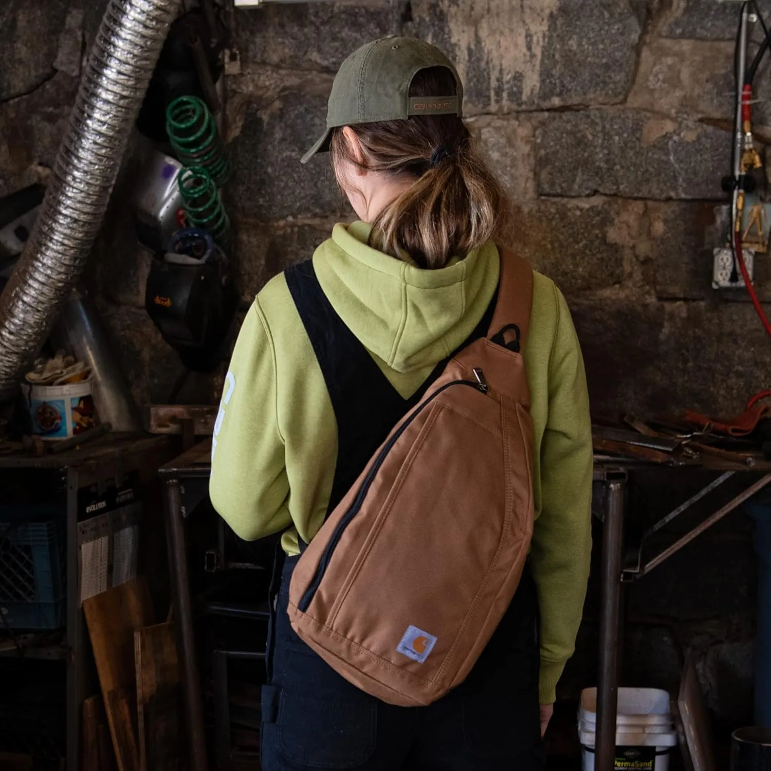 Carhartt Mono Sling Backpack, Unisex Crossbody Bag for Travel and Hiking, Duck Camo
