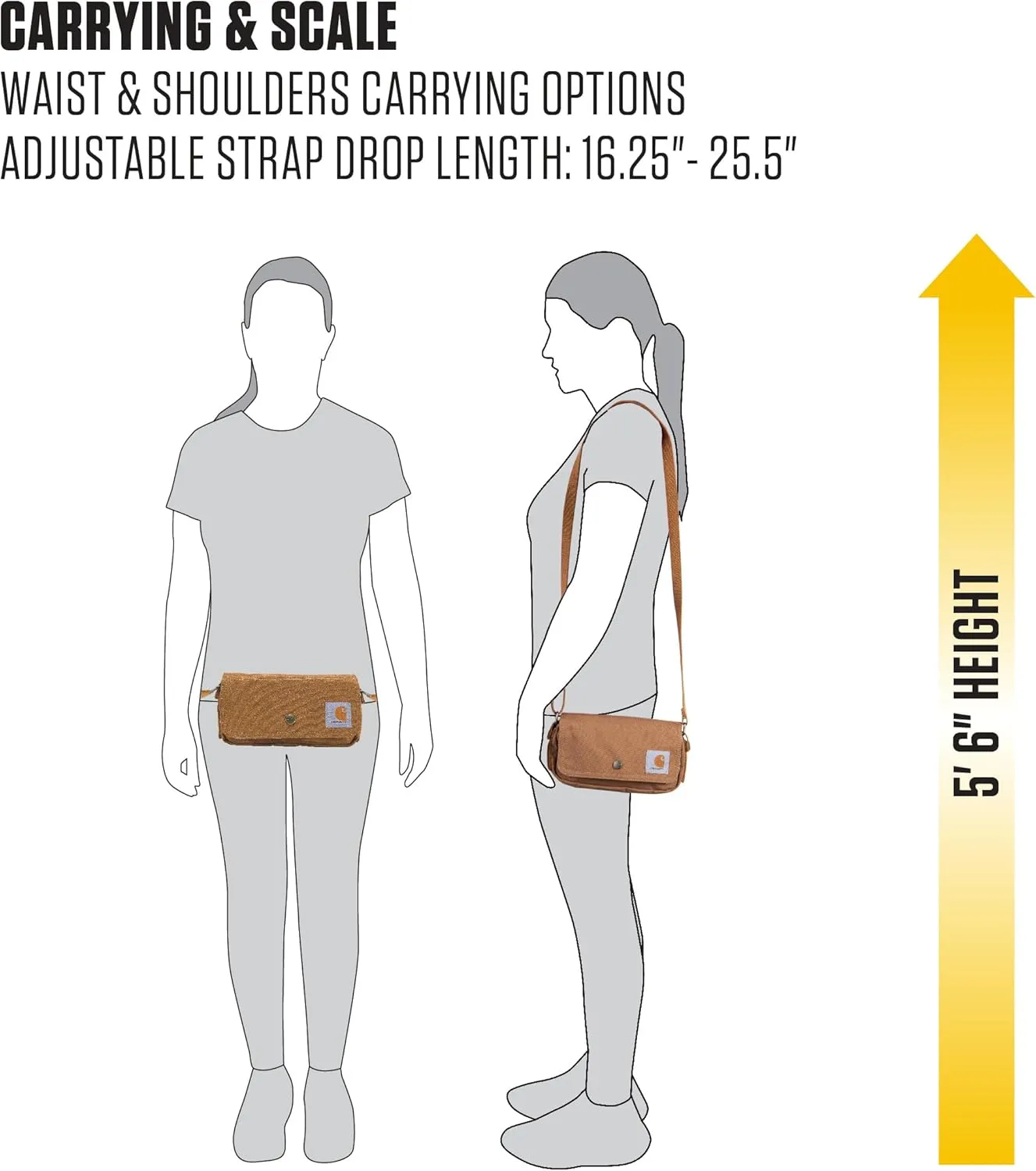 Carhartt Women's Horizontal Bag, Carries as a Crossbody Or Waist Pack with Removable Strap