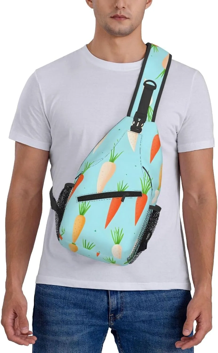 Carrot Pattern Sling Bag Crossbody Bag for Men Women, Daypack Chest Backpack Shoulder Bag for Travle Hiking