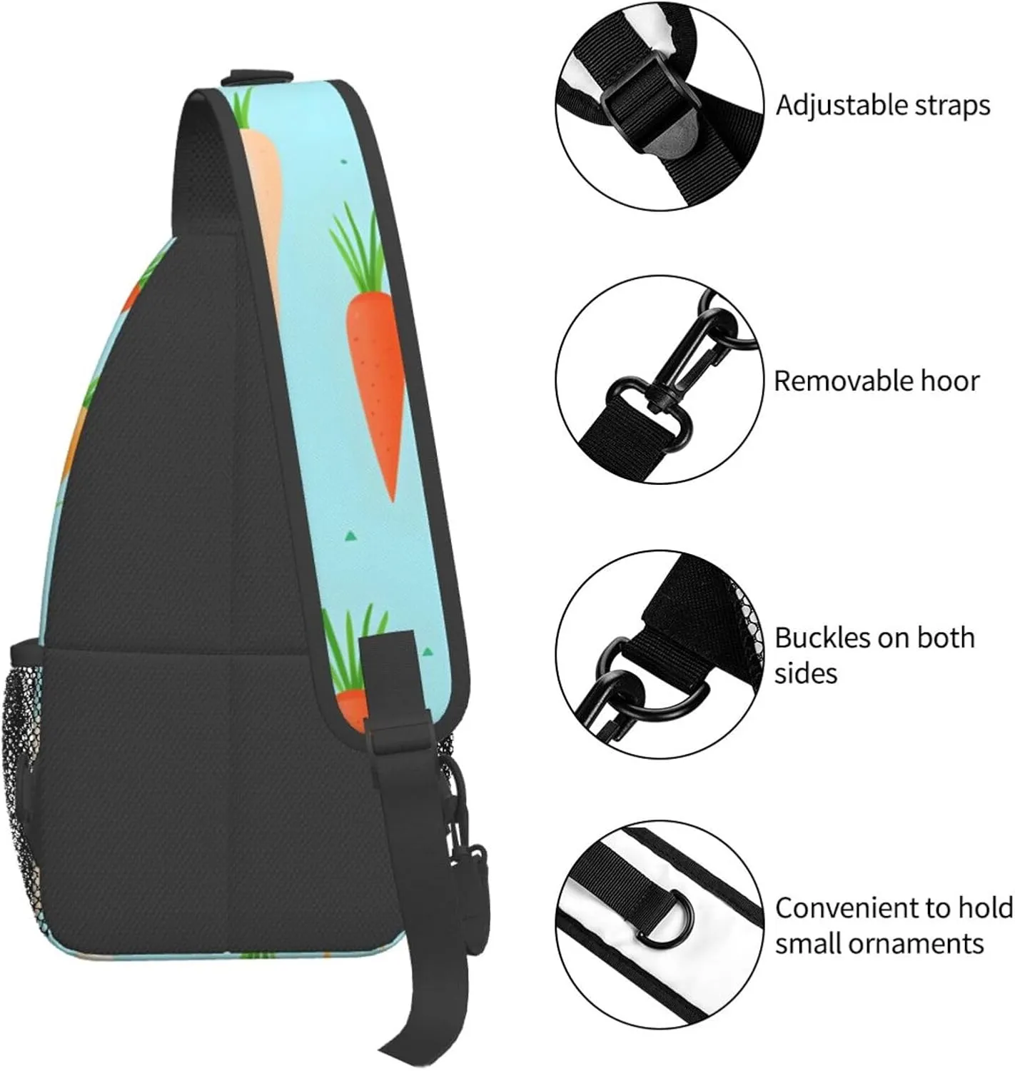 Carrot Pattern Sling Bag Crossbody Bag for Men Women, Daypack Chest Backpack Shoulder Bag for Travle Hiking
